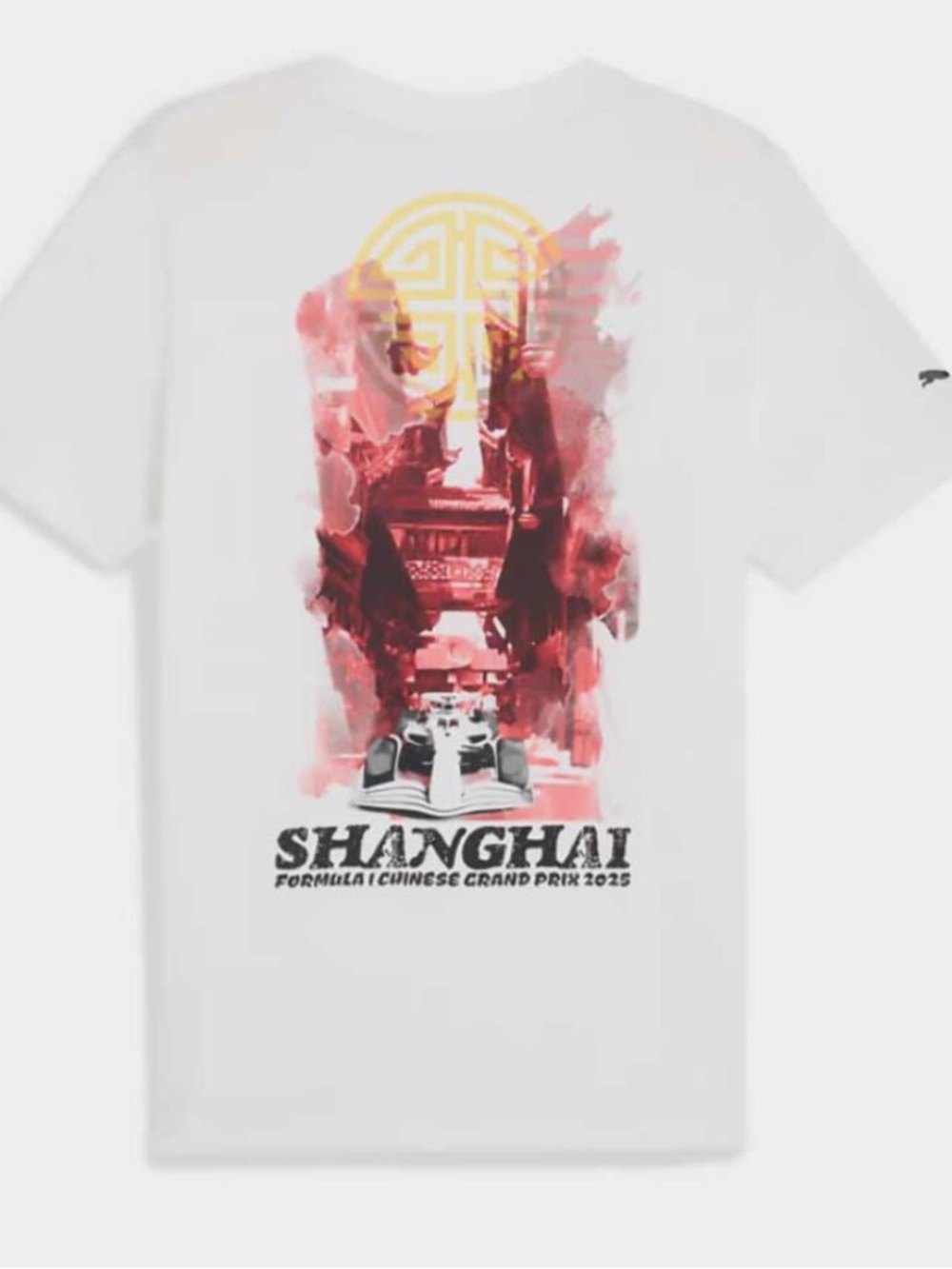Puma White Shanghai F1 Graphic Tee with Red and Gold Artwork